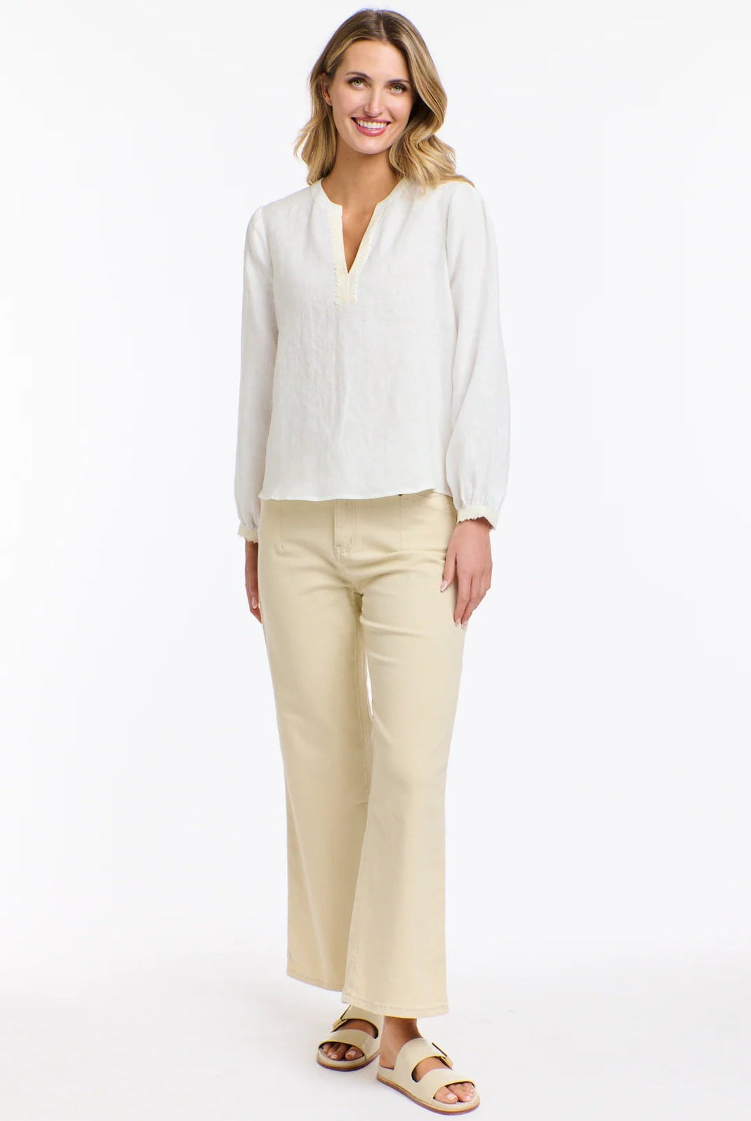 365 DAYS Anika Embroidered Linen Top - White/Natural - Magpie Style