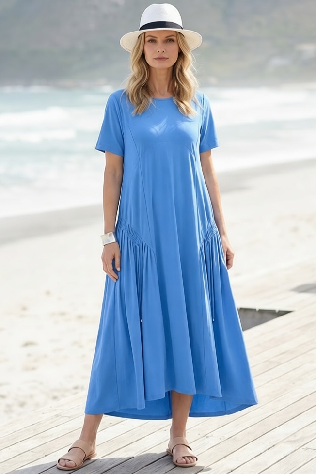 PAULA RYAN Arched Front Dress - Cornflower Microjersey - Paula Ryan