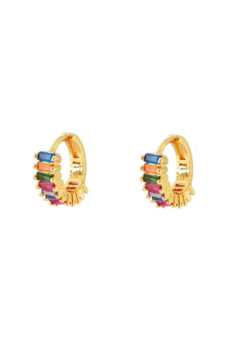 Wide Multi Crystal Ear Huggies - 18ct gold plated - Magpie Style