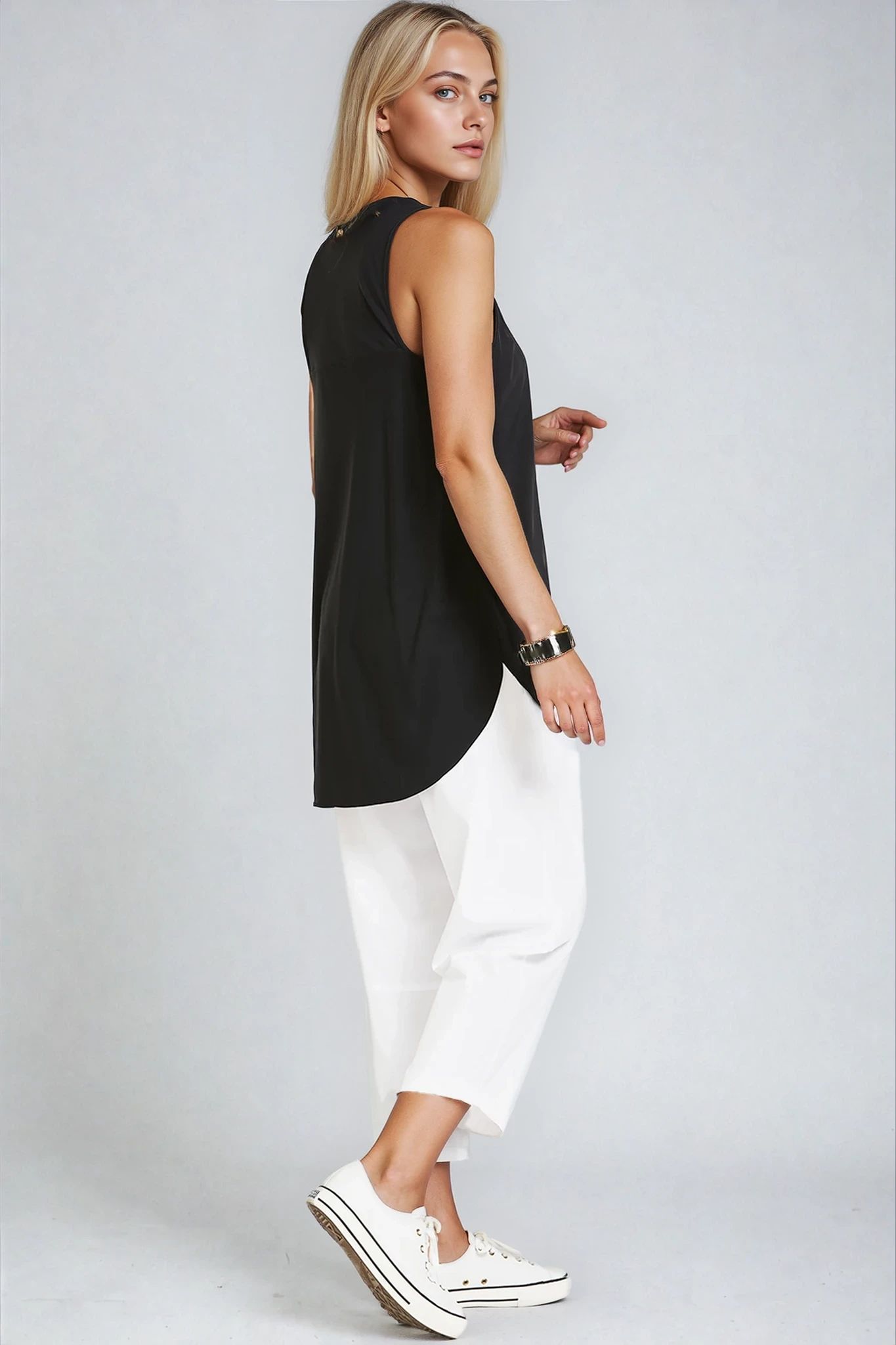 PAULA RYAN Long Layering Singlet Microjersey - Black - Paula Ryan