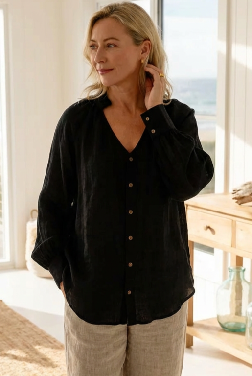 EADIE Mika Blouse - Midnight - Magpie Style