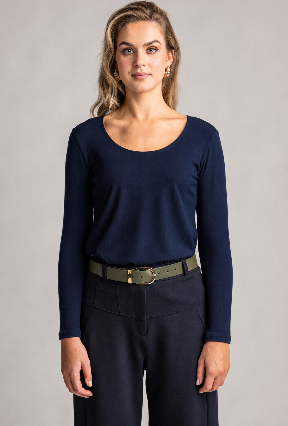 PAULA RYAN Easy Fit Scoop Neck Top - Merino Navy - Paula Ryan