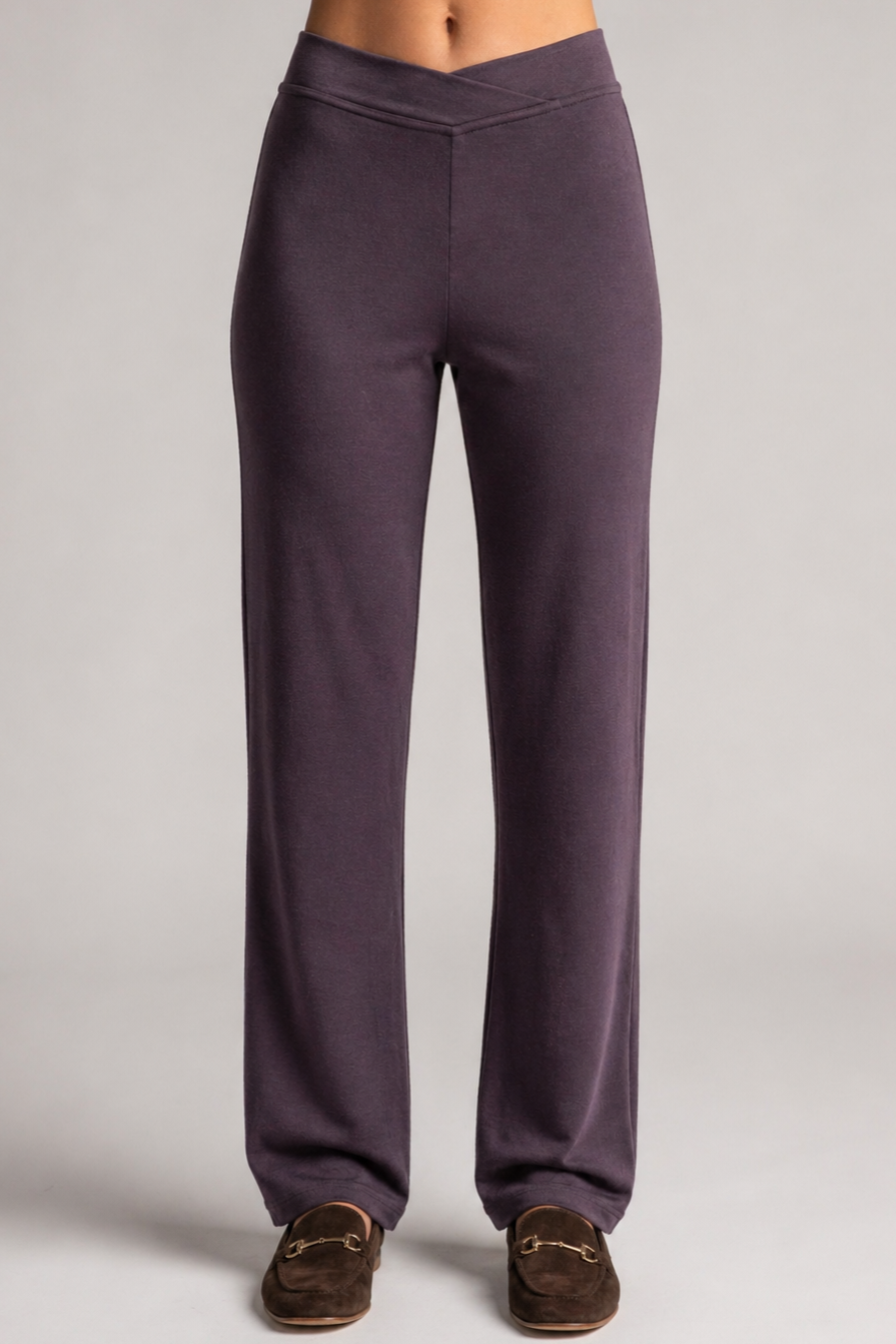PAULA RYAN Straight Leg Lounge Pant - Merino Cocoa Plum - Paula Ryan