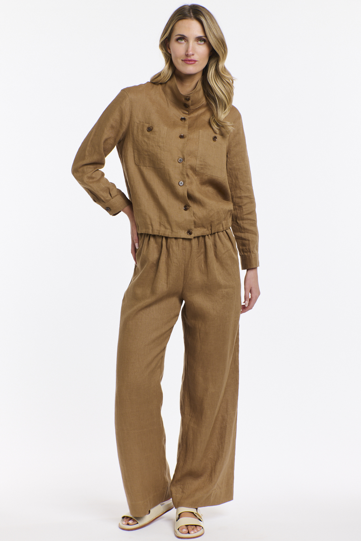 365 DAYS Perry Linen Drawcord Pant - Toffee