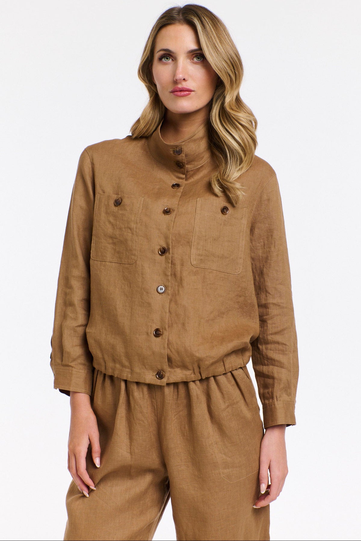 365 DAYS Rowan Linen Bomber Jacket - Toffee
