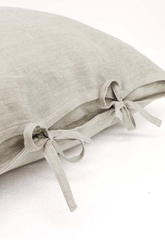 Flax Tie Cushion - Light Grey - Magpie Style