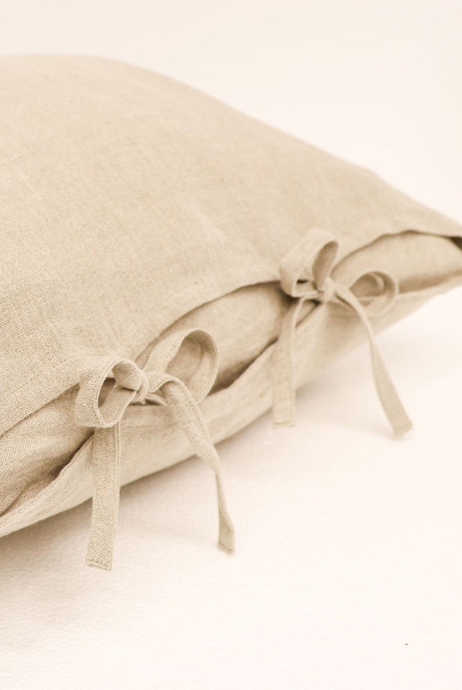 Flax Tie Cushion - Natural - Magpie Style