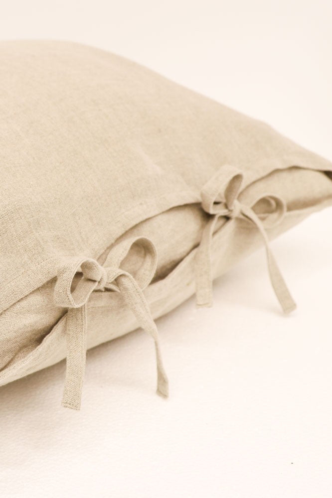Flax Tie Cushion - Natural - Magpie Style
