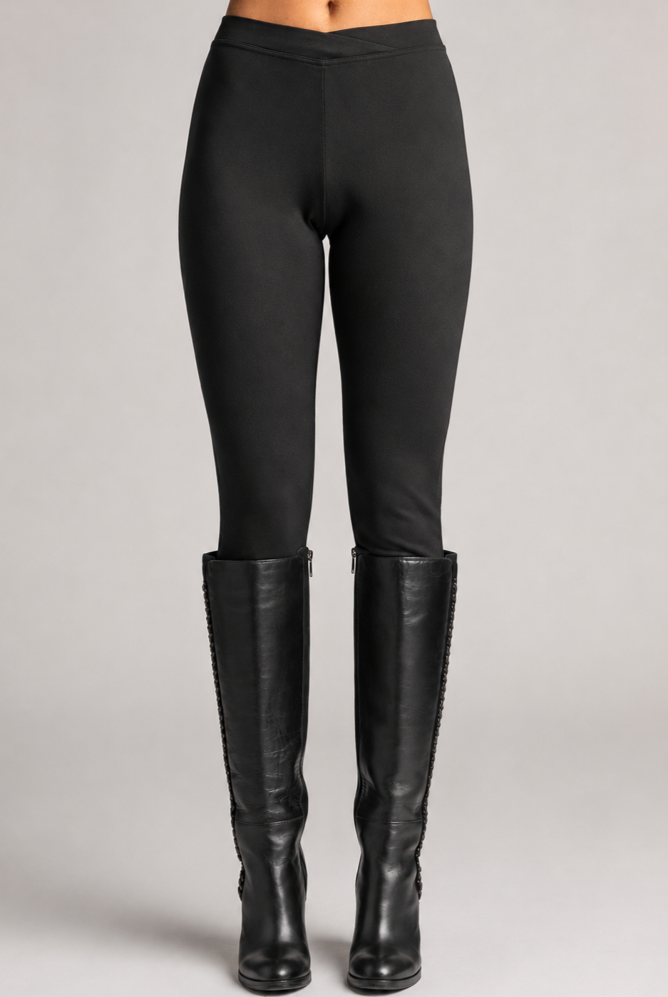 PAULA RYAN Crossover Waist Legging - Black Roma - Paula Ryan