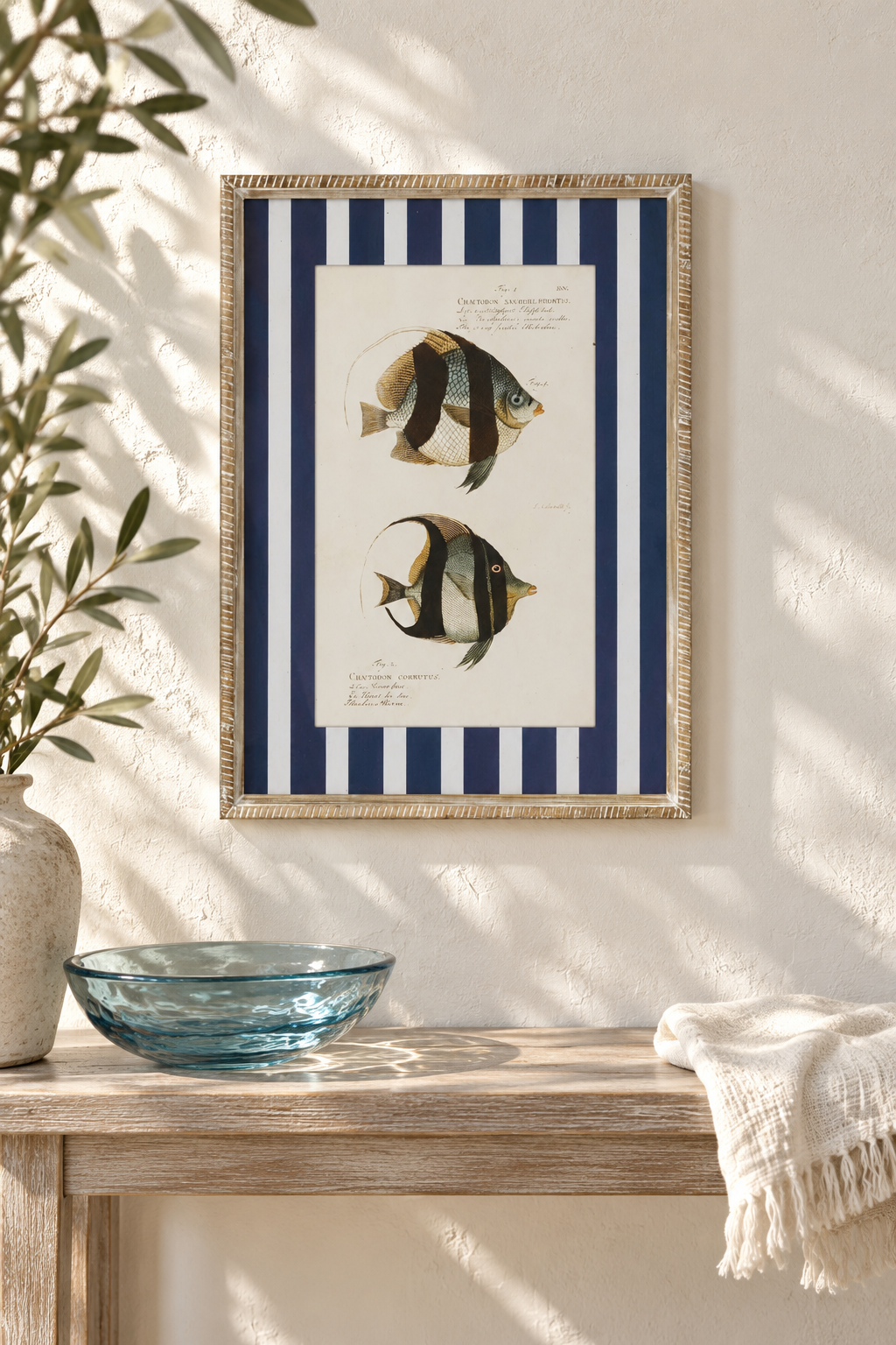 Moorish Stripe Fish Study styled in a sunlit coastal interior