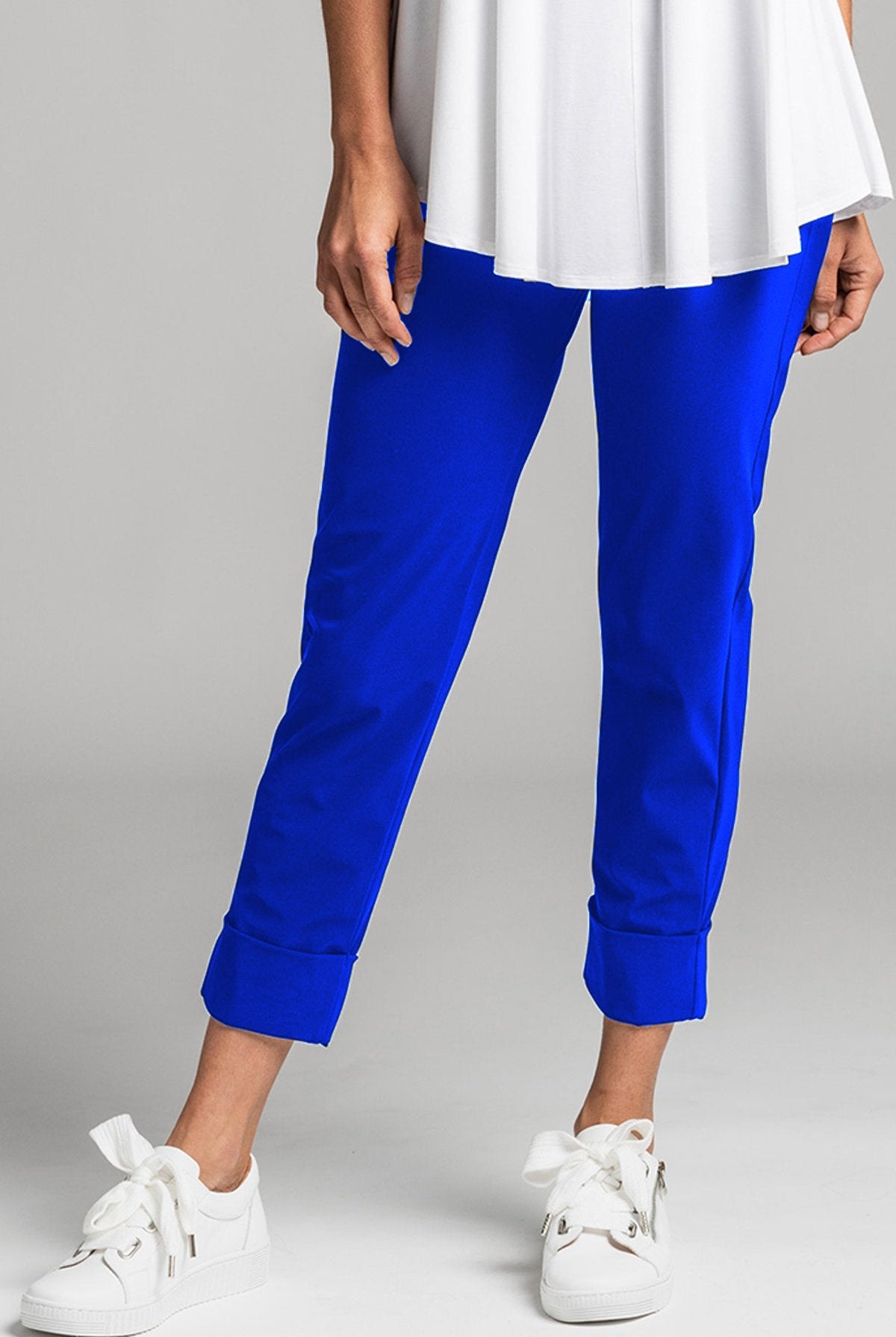 PAULA RYAN ESSENTIALS Wide Cuff Capri Pant Microjersey - Greek Blue - Paula Ryan