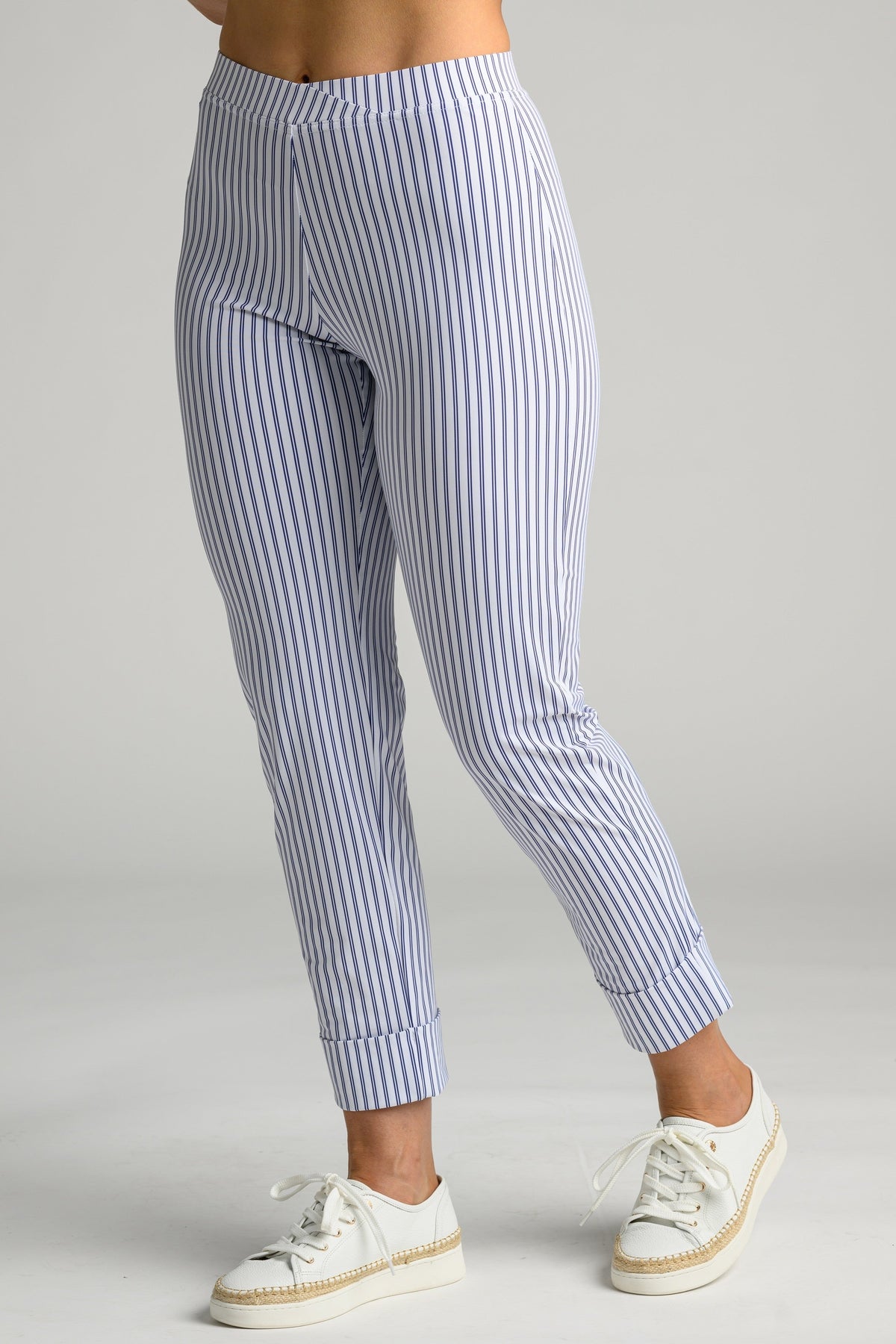 PAULA RYAN Wide Cuff Capri Pant - Double Stripe Microjersey - Paula Ryan