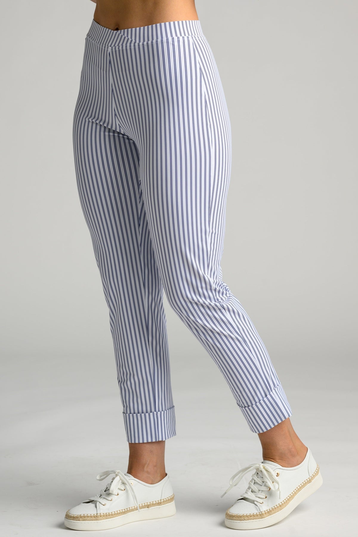 PAULA RYAN Wide Cuff Capri Pant - Double Stripe Microjersey - Paula Ryan