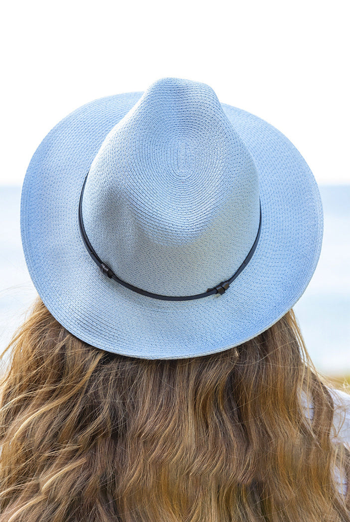 TRAVAUX EN COURS - Borsalino hat leather strap Ciel - Paula Ryan