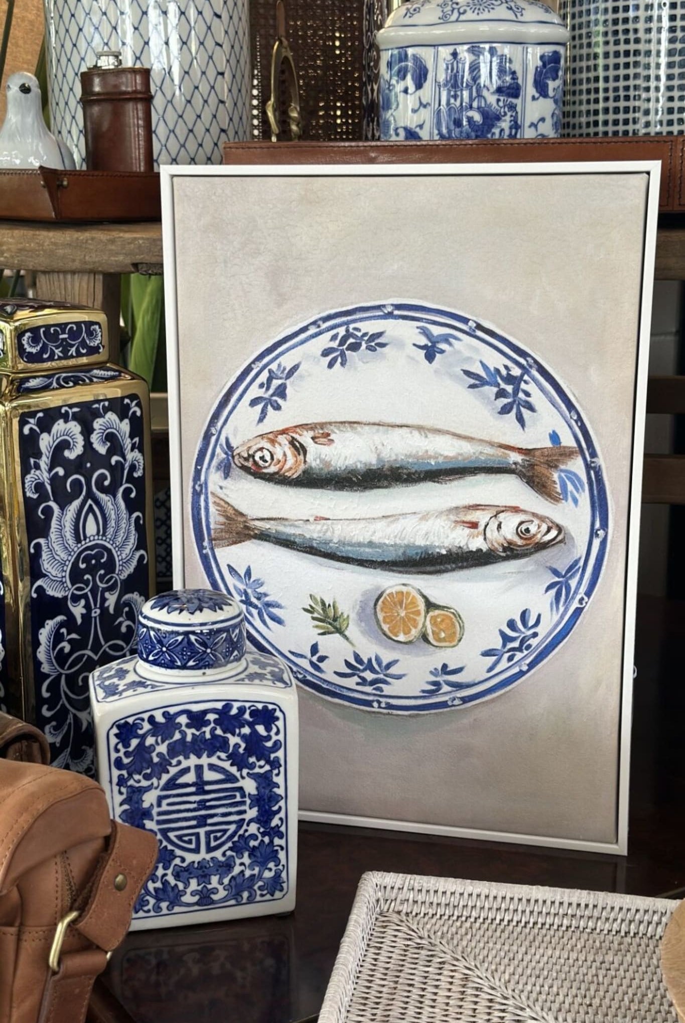 Pescare White Frame Oil Painting - Magpie Style