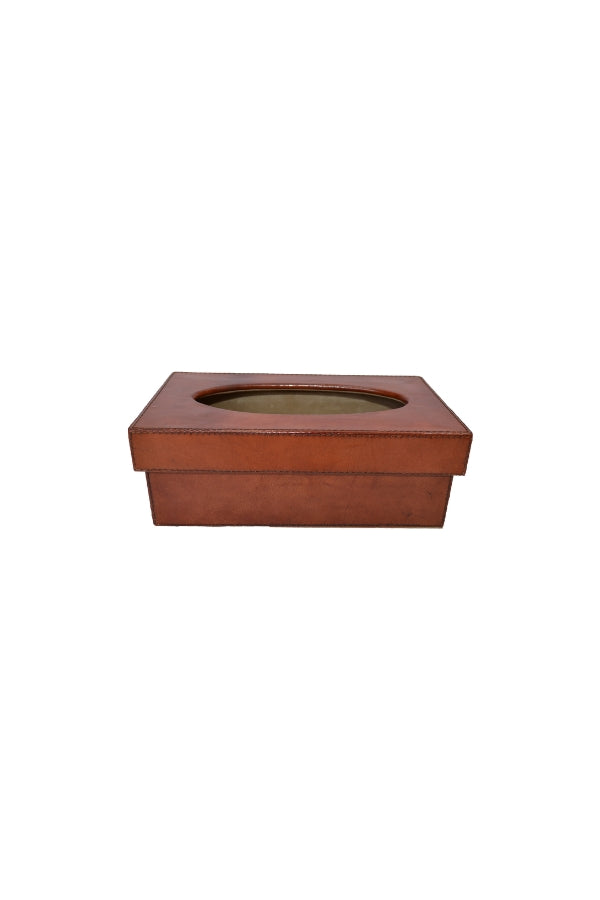 Leather Tissue Box - Tan - Magpie Style