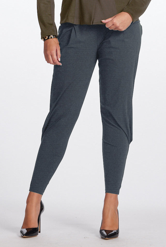 PAULA RYAN Ankle Pleat Merino Basque Pant - Ironsand - Paula Ryan