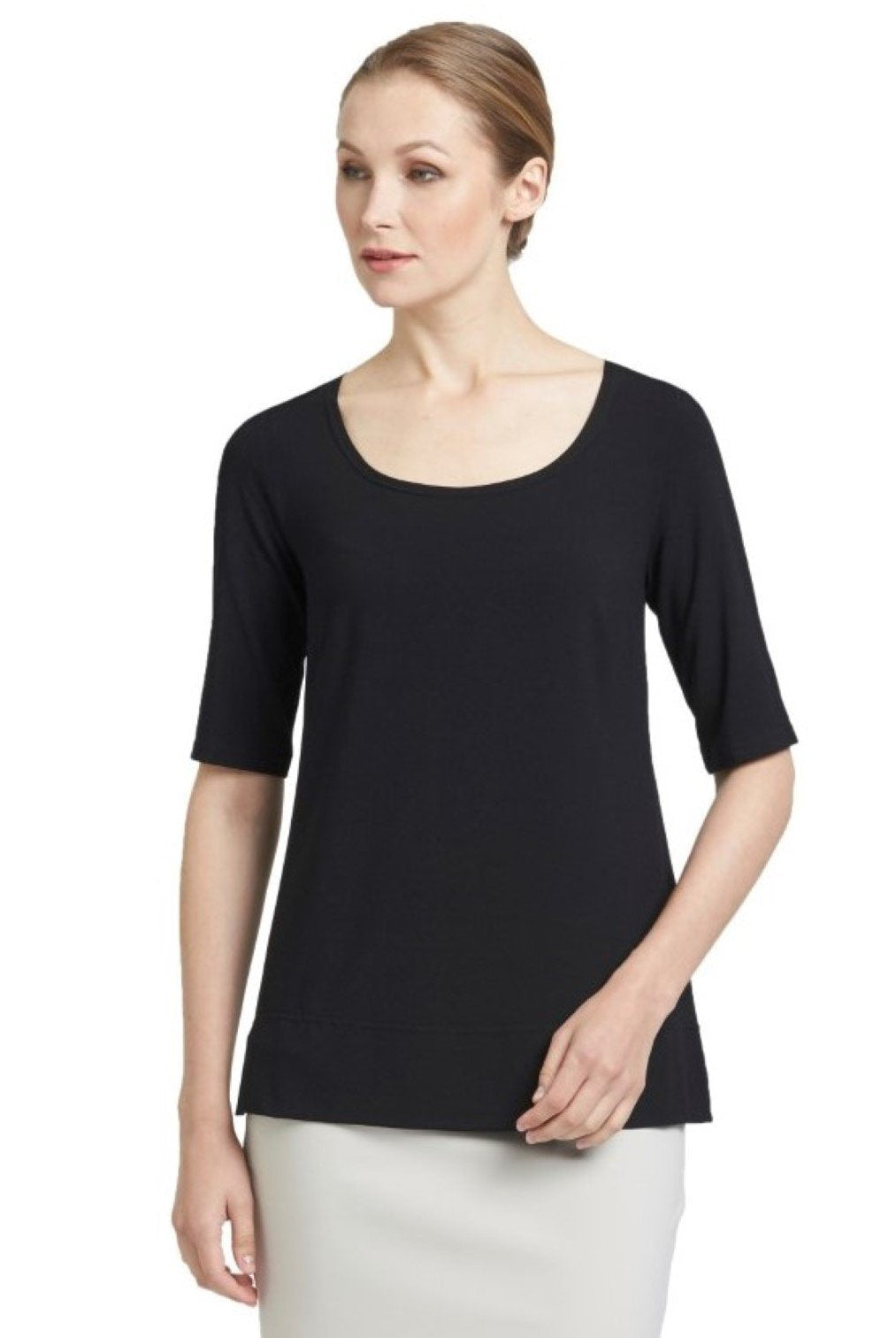 PAULA RYAN ESSENTIALS Easy Fit Half Sleeve Scoop Neck Top - MicroModal - Paula Ryan