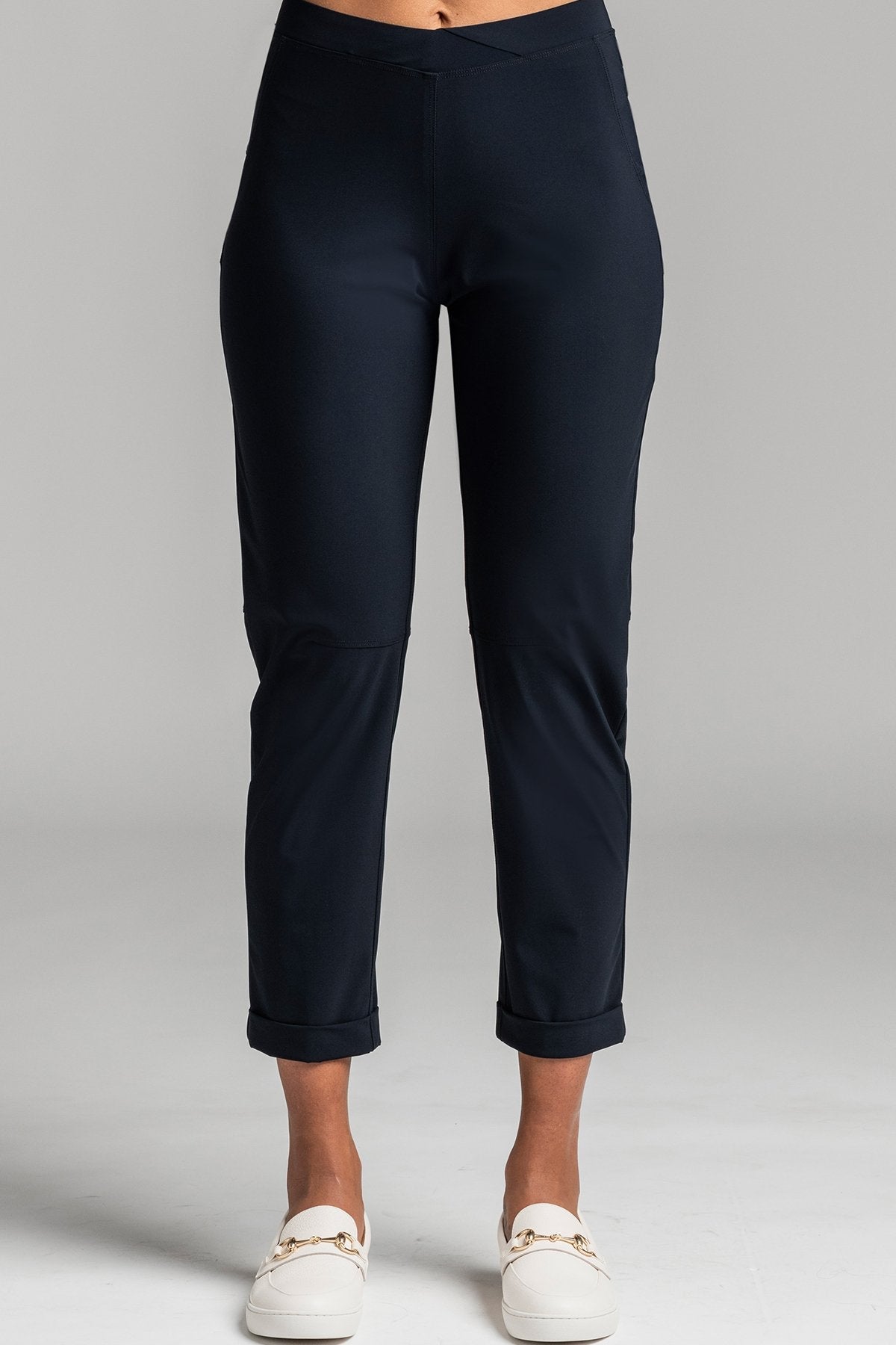 PAULA RYAN ESSENTIALS Cropped Cuffed Jean-Style Pant - Microjersey