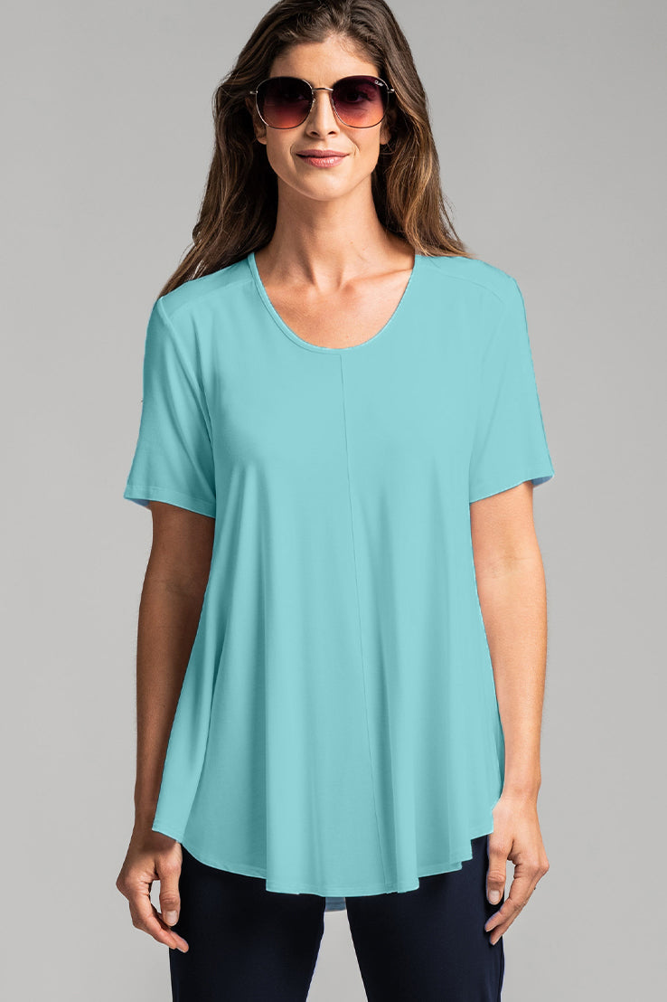 PAULA RYAN Scoop Neck Swing Tee Micromodal - Ice Blue - Paula Ryan