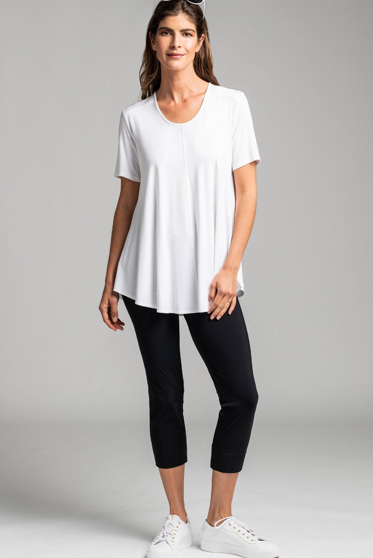 PAULA RYAN ESSENTIALS Waisted Capri Pant - Classic Microjersey