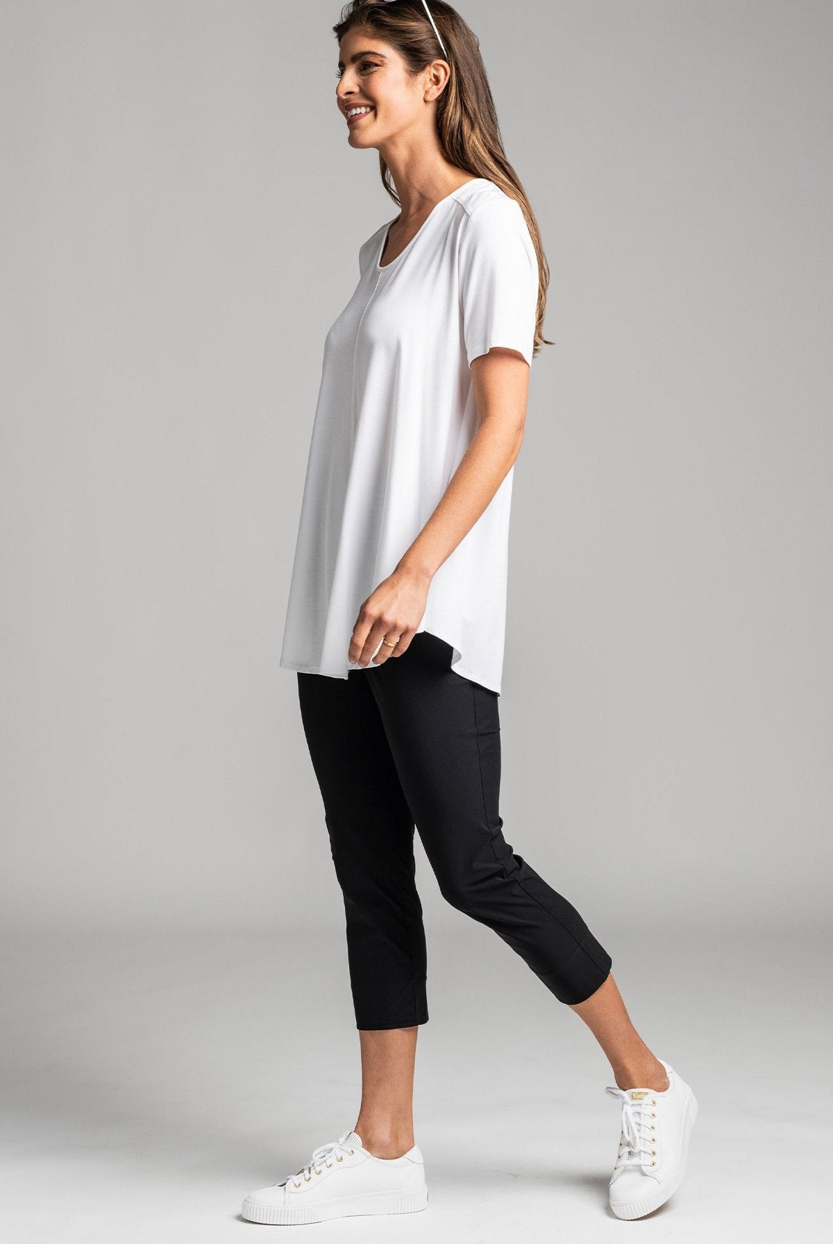 PAULA RYAN ESSENTIALS Waisted Capri Pant - Classic Microjersey