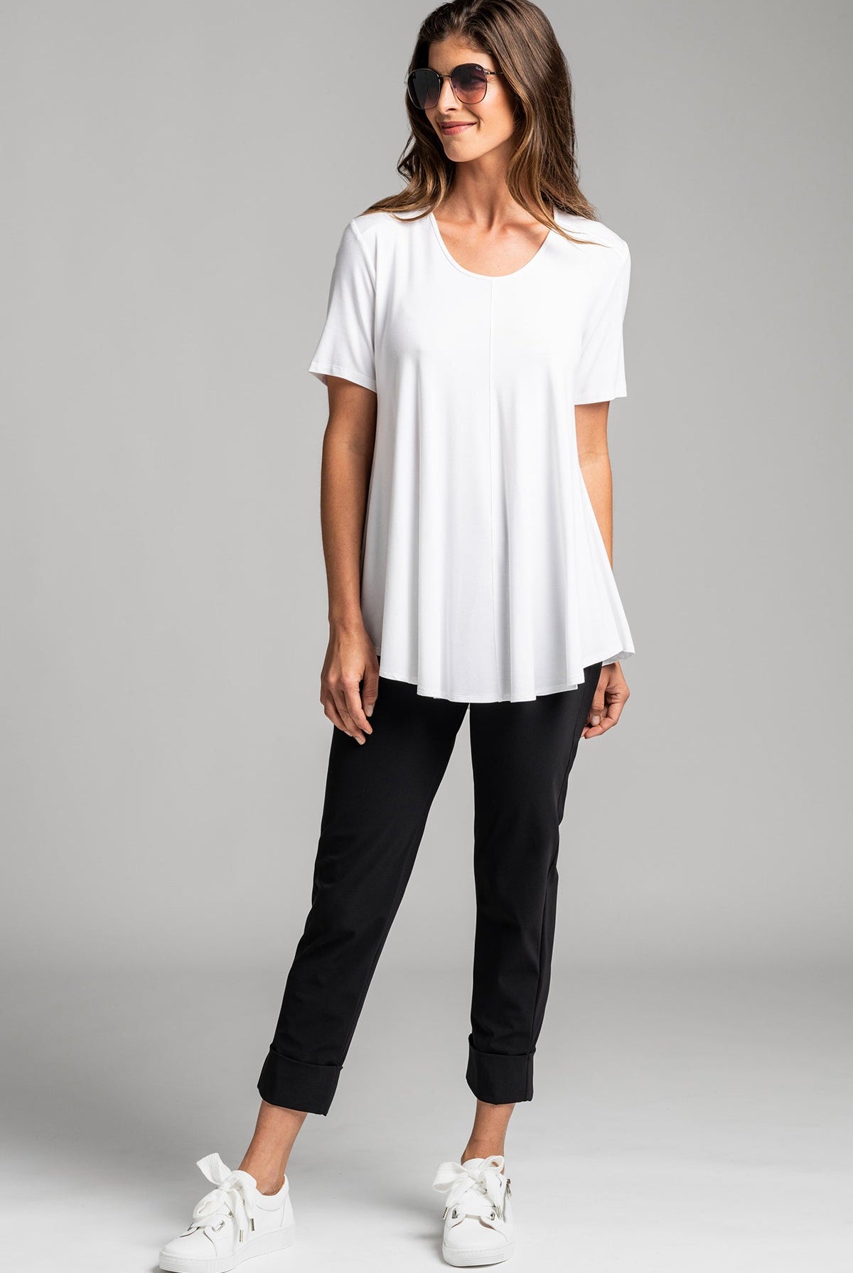 PAULA RYAN ESSENTIALS Scoop Neck Short Sleeve Swing Tunic - MicroModal - Magpie Style