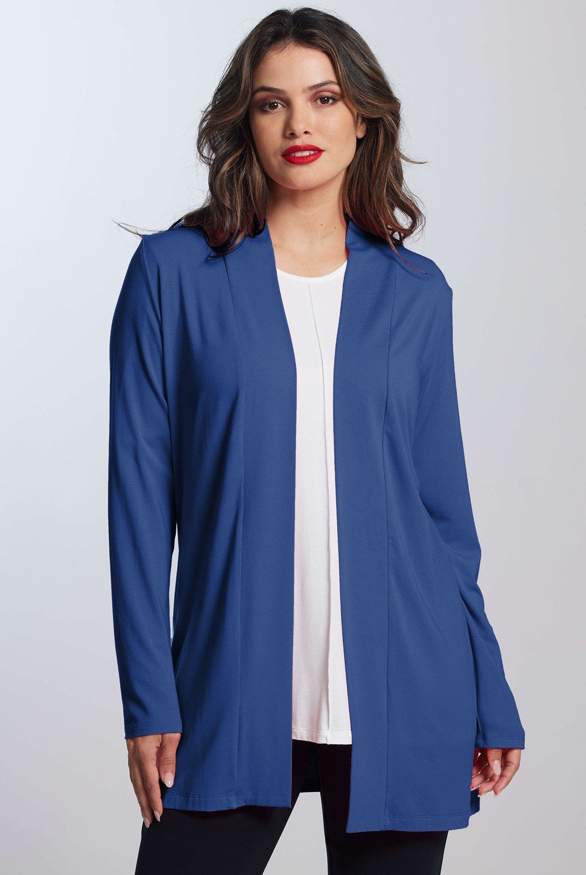 PAULA RYAN ESSENTIALS Edge to Edge Cardigan - MicroModal Admiral Blue - Paula Ryan