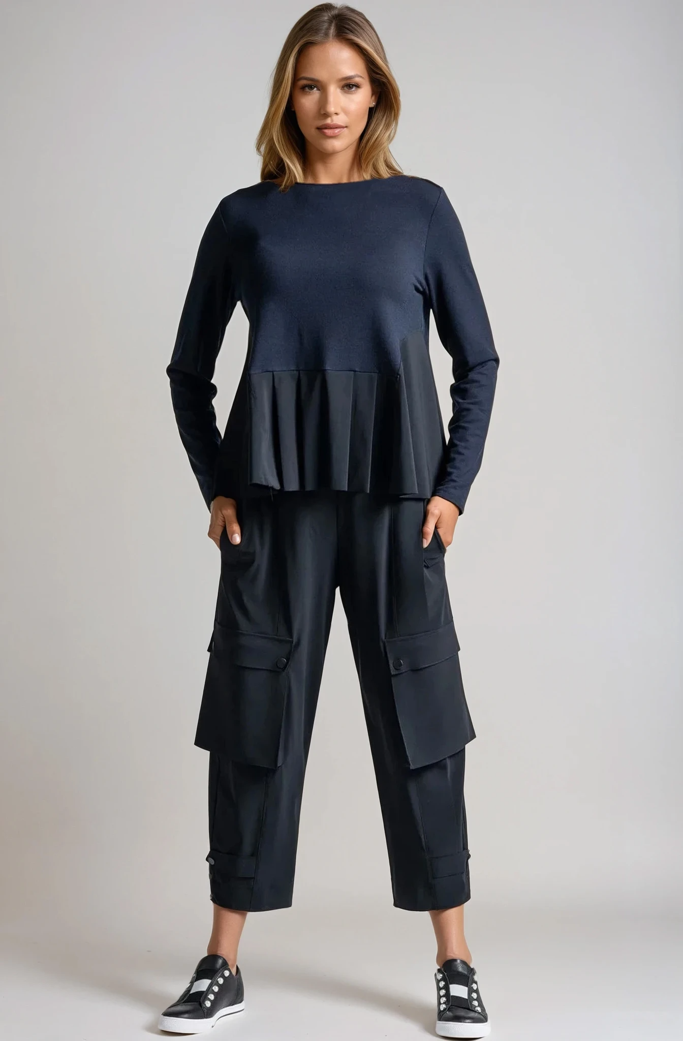 PAULA RYAN Wide Leg Kyoto Pant - Navy - Paula Ryan