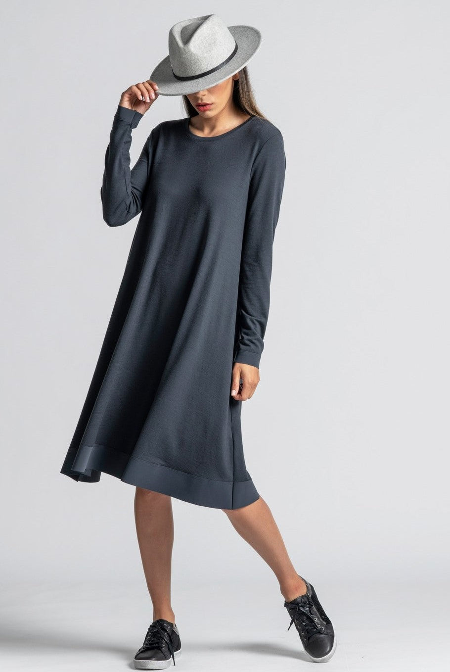 PAULA RYAN Banded Dinner Dress - Ironsand - Paula Ryan