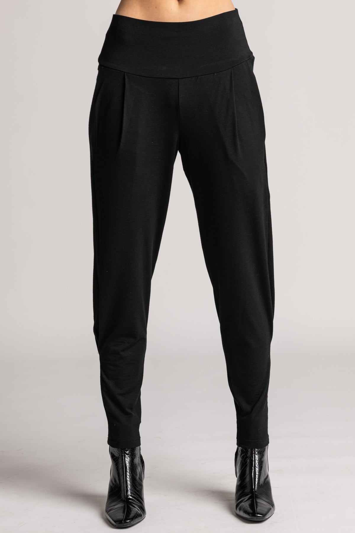 PAULA RYAN Ankle Pleat Basque Pant - Black Merino - Paula Ryan