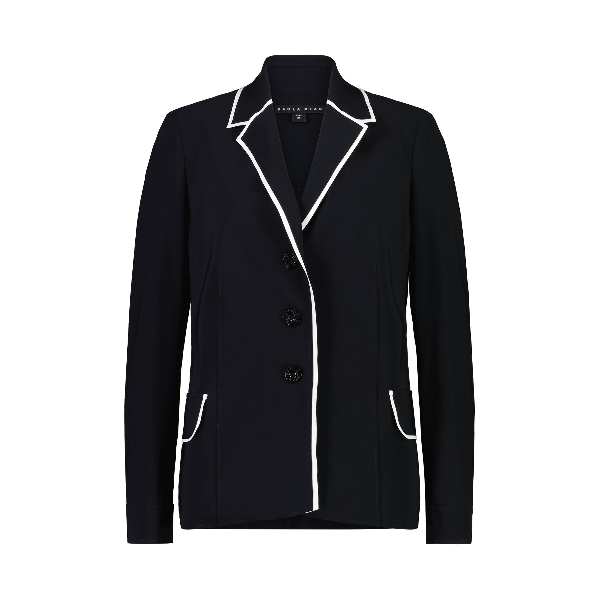 PAULA RYAN Contrast Trim Blazer - Black/White - Paula Ryan
