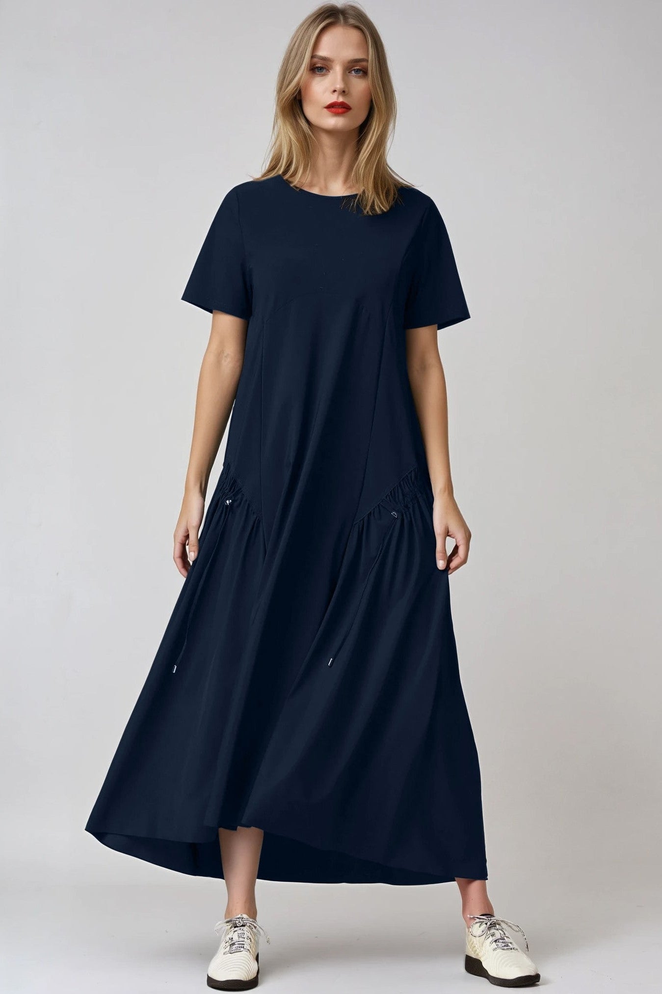 PAULA RYAN Arched Front Dress - Navy Microjersey - Paula Ryan