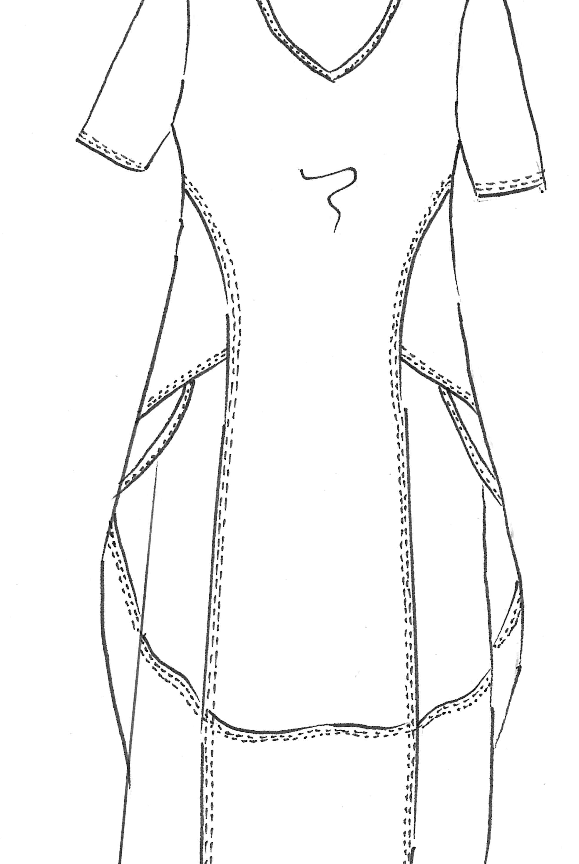 PAULA RYAN Scoop V 1/2 Sleeve Tulip Dress - Black - Microjersey - Paula Ryan