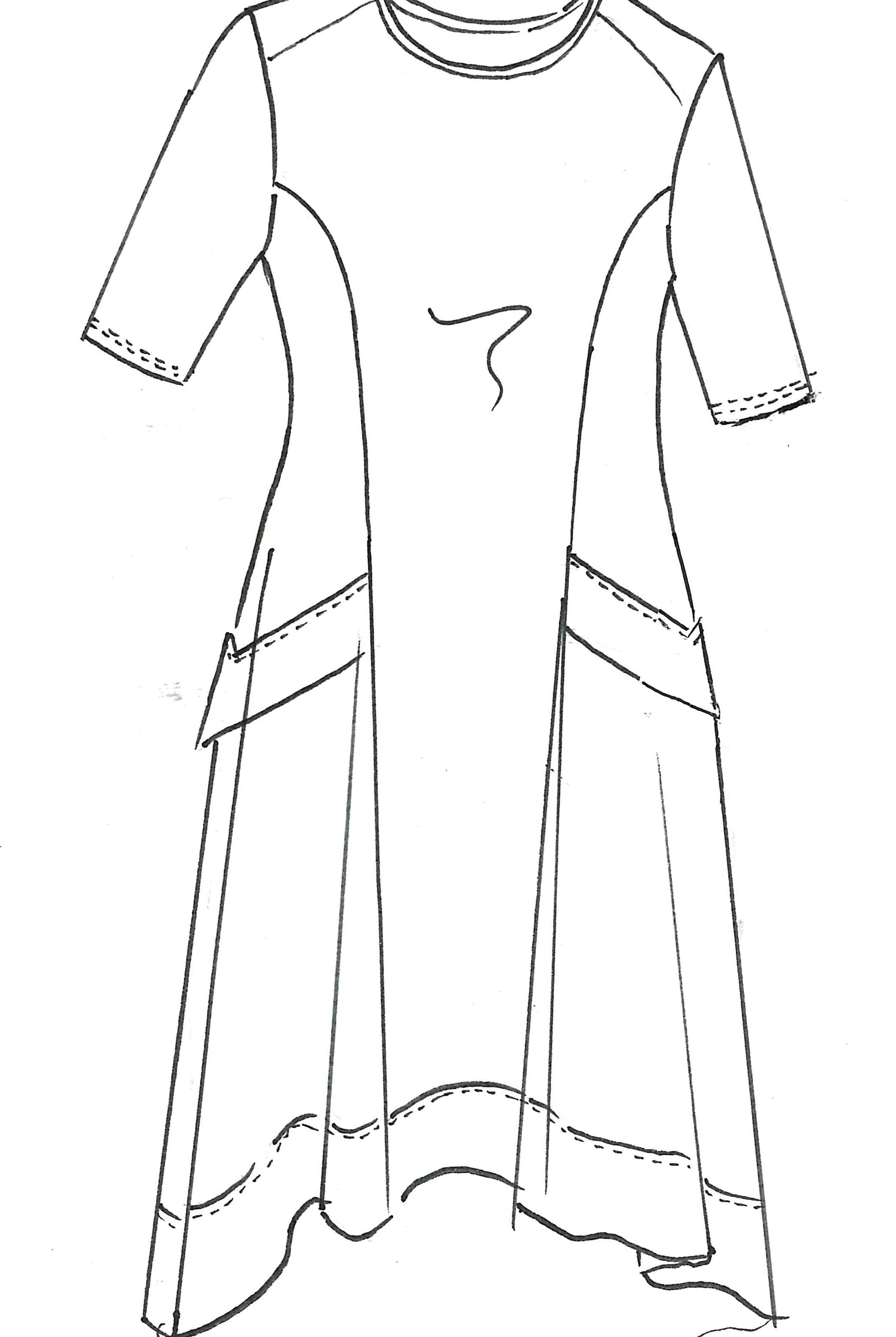 PAULA RYAN A Line Half Sleeve Tab Dress - Black - Microjersey - PREORDER - Paula Ryan