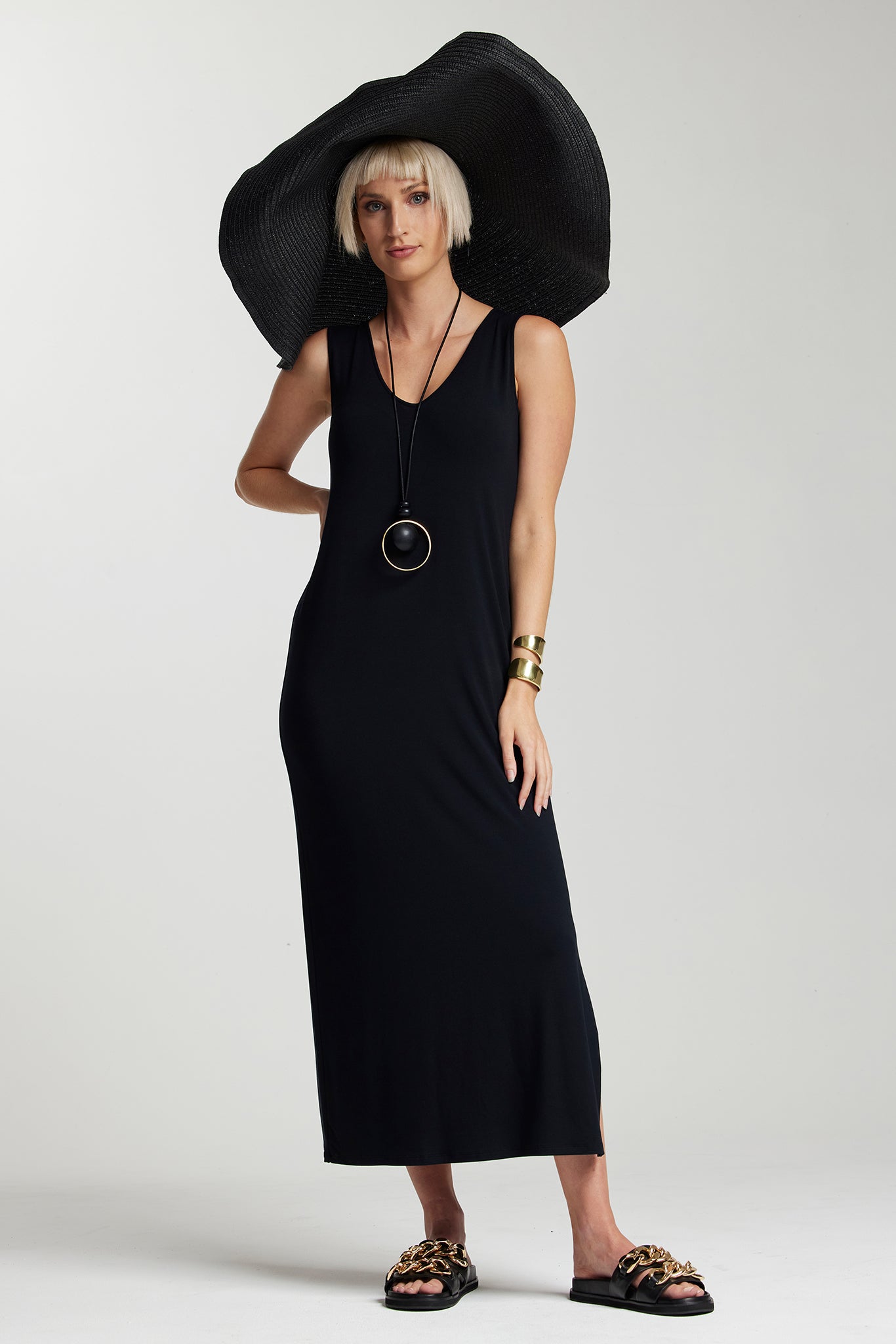 PAULA RYAN ESSENTIALS Sleeveless Sheath - Black Modal Soft - Paula Ryan