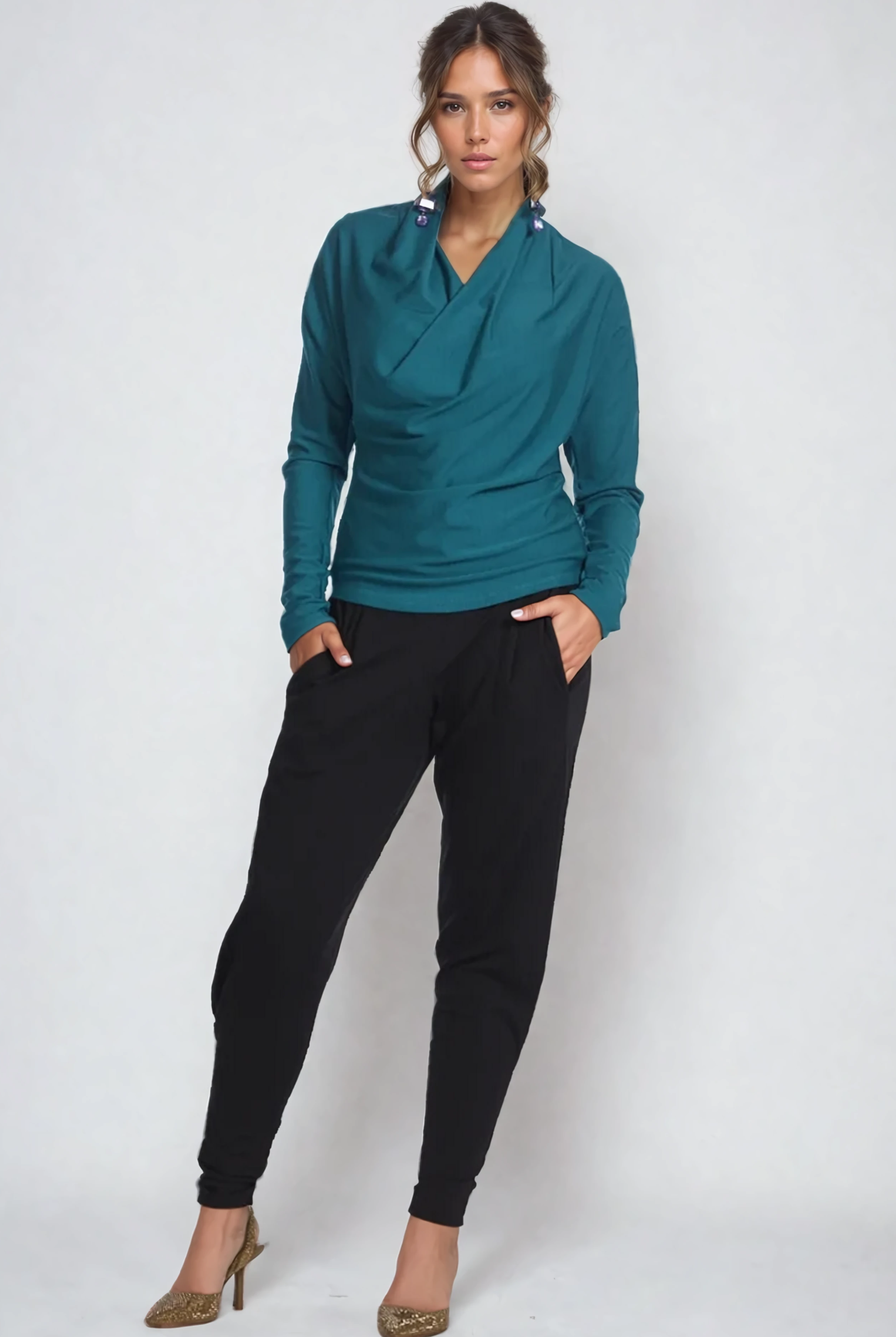 PAULA RYAN ESSENTIALS Ankle Pleat Merino Basque Pant - Black - Paula Ryan