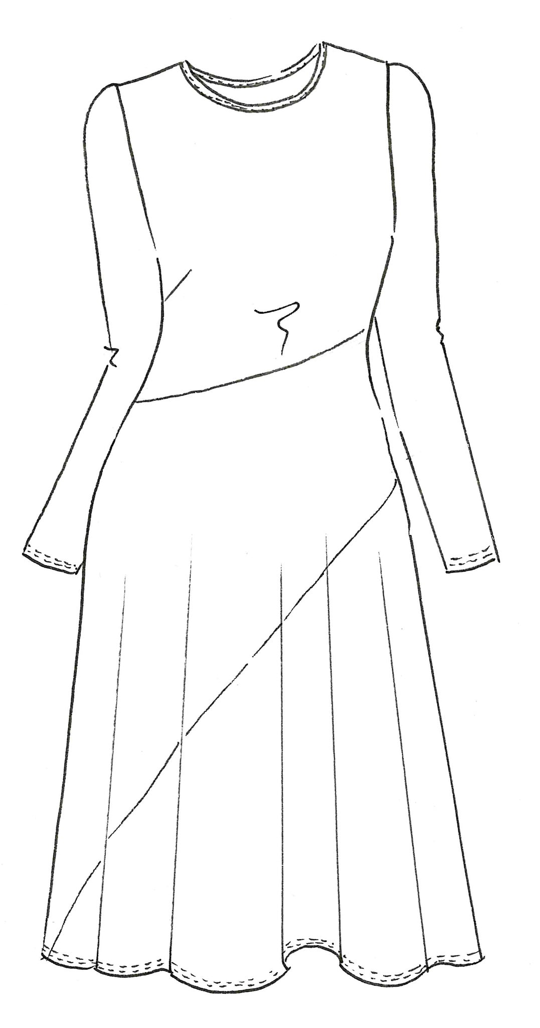 PAULA RYAN Bias Panel Skater Dress - Navy Merino - Paula Ryan