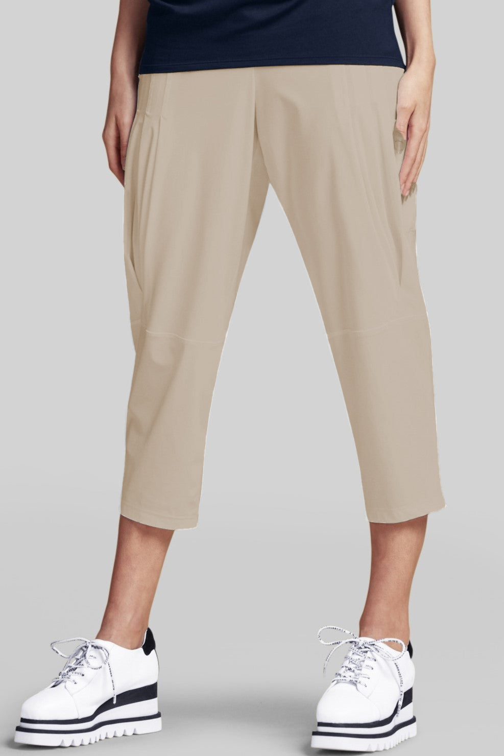 PAULA RYAN Tuck Front Basque Pant - Sand- Microjersey - Paula Ryan