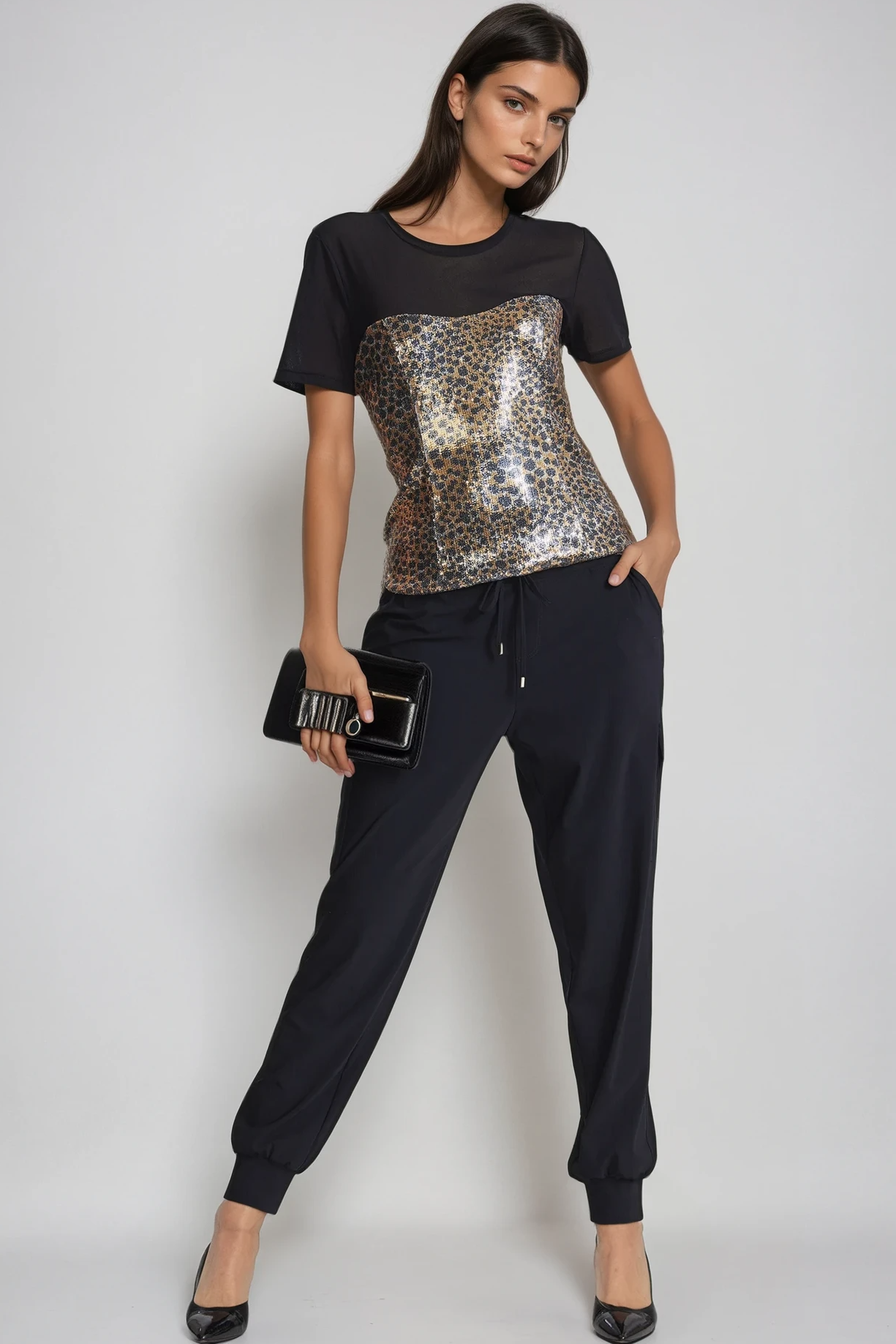 PAULA RYAN (Tall) Cuffed Cargo Pant - Black - Paula Ryan