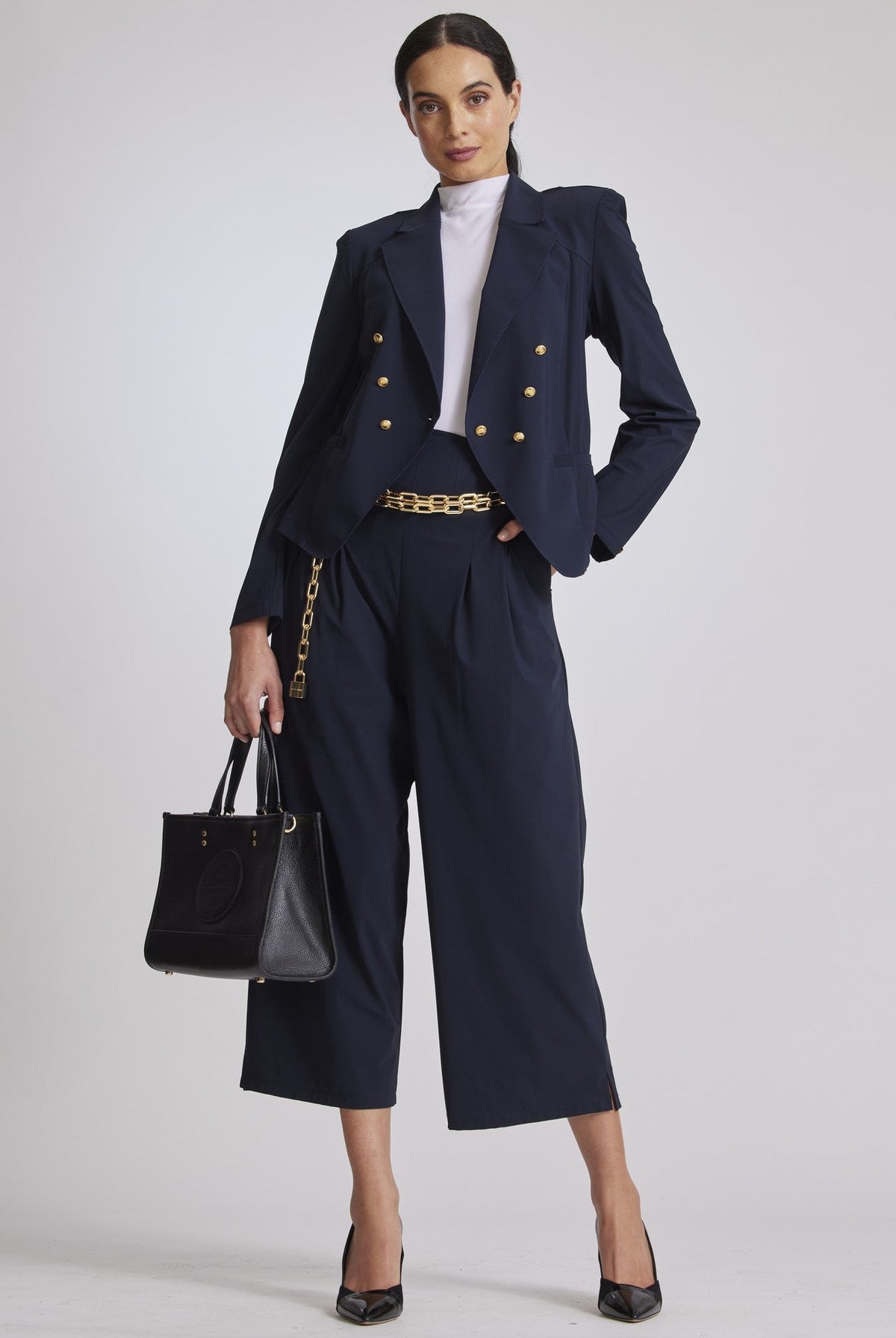 PAULA RYAN High Waist Corset Pant - Navy - Paula Ryan