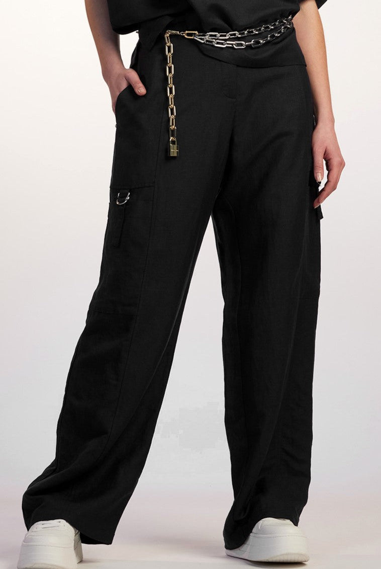 PAULA RYAN Linen Soft Leg Pant - Black - Paula Ryan