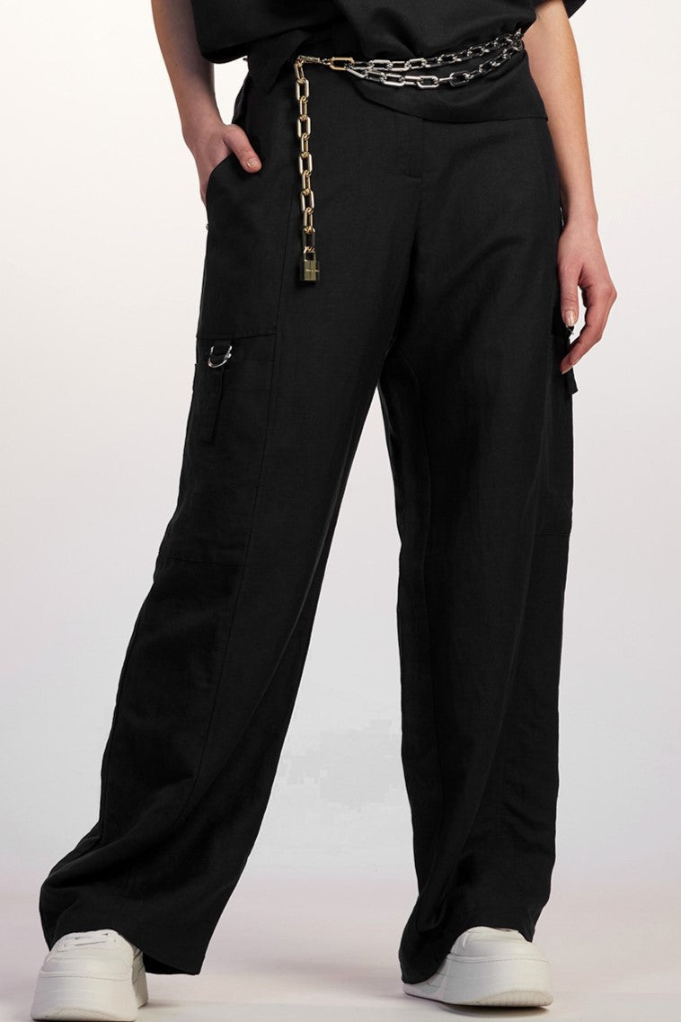 PAULA RYAN Linen Soft Leg Pant - Black - Paula Ryan