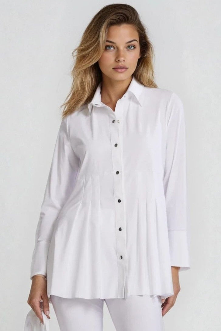 PAULA RYAN Tucked Waist Shirt - Microjersey White - Paula Ryan