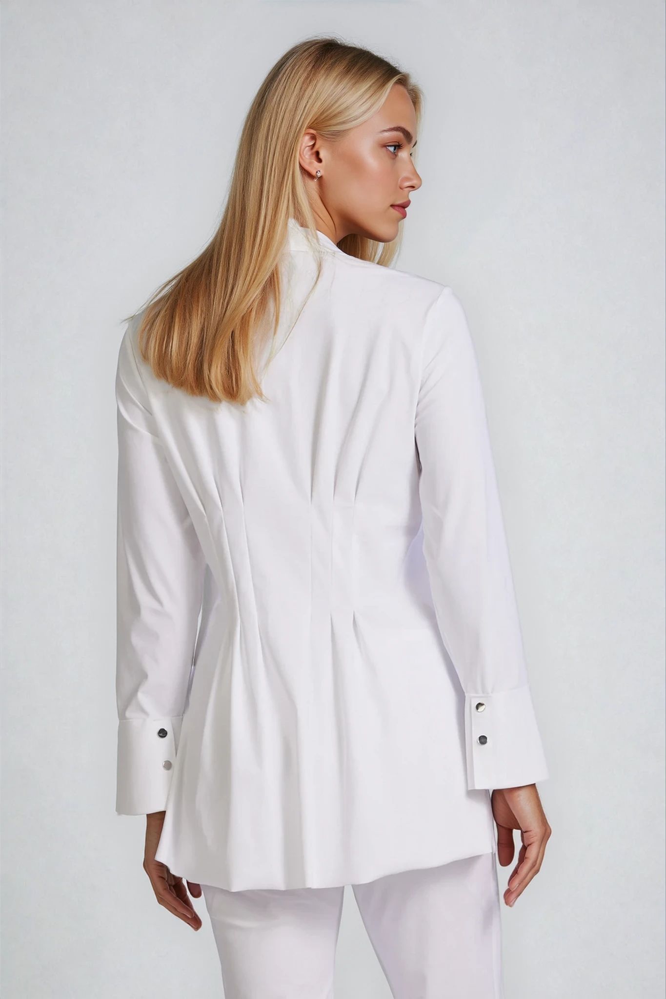 PAULA RYAN Tucked Waist Shirt - Microjersey White - Paula Ryan