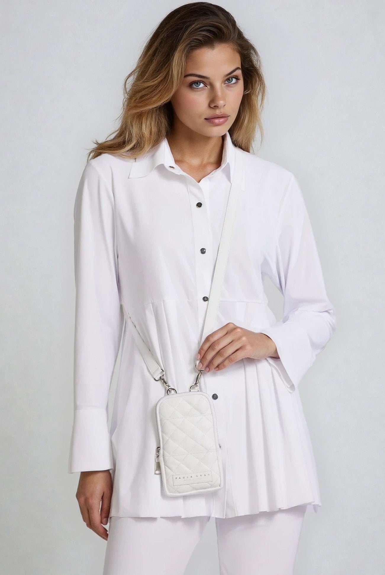 PAULA RYAN Tucked Waist Shirt - Microjersey White - Paula Ryan