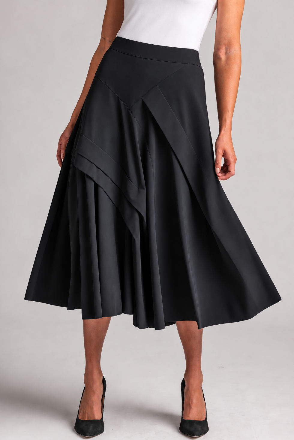 PAULA RYAN A-line Waterfall Skirt - Black - Paula Ryan