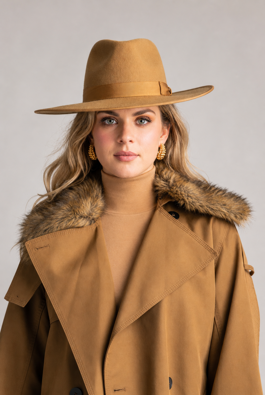 PAULA RYAN Easy Fit Polo Neck Top - Merino Camel - Paula Ryan