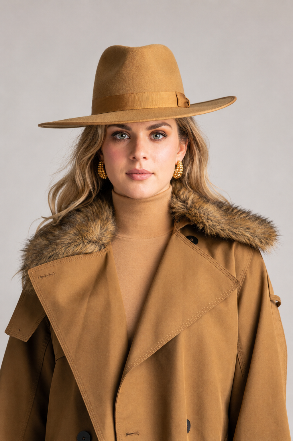 PAULA RYAN Easy Fit Polo Neck Top - Merino Camel - Paula Ryan