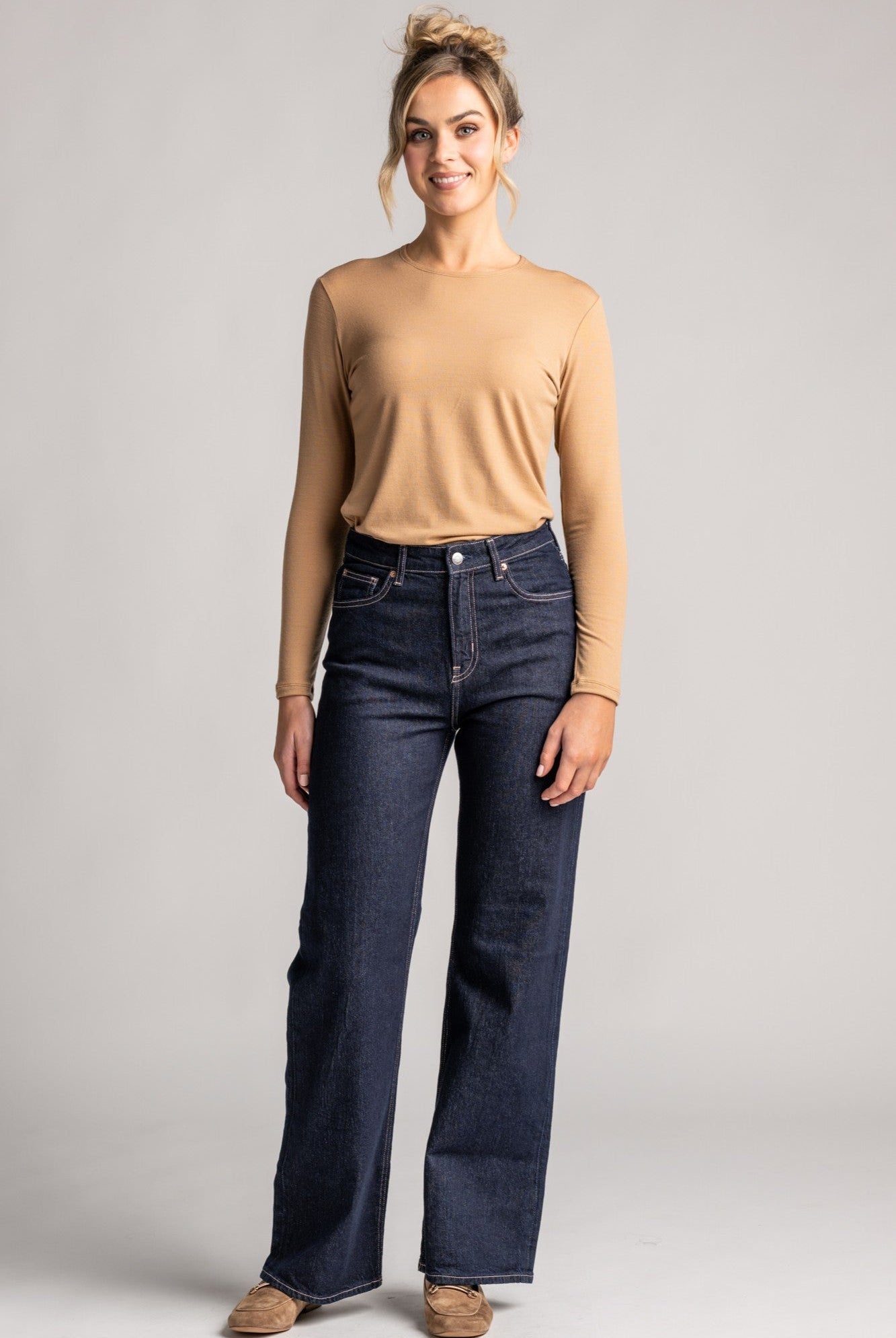 PAULA RYAN Easy Fit Crew Neck Top - Merino Camel - Paula Ryan